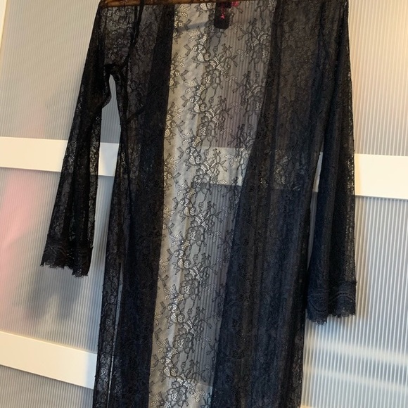NWT La Senza S-M Black Lace Robe - Picture 4 of 8